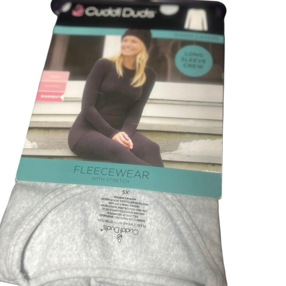 CuddlDuds Long Sleeve Crew in Gray Warm Layers XS Fleecewear with Stretch NWT